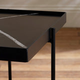 Wooden Side Table Square With Black Metal Legs - Celia