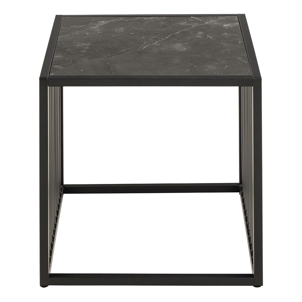 Wooden Side Table Square in Marble Effect - Strington