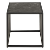 Wooden Side Table Square in Marble Effect - Strington