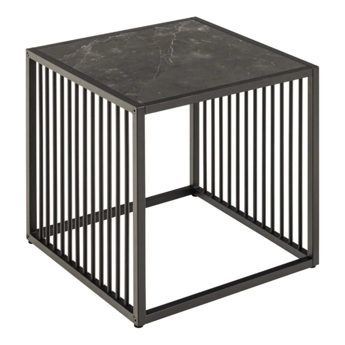 Wooden Side Table Square in Marble Effect - Strington