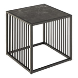 Wooden Side Table Square in Marble Effect - Strington