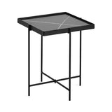 Wooden Side Table Square With Black Metal Legs - Celia