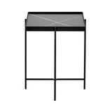 Wooden Side Table Square With Black Metal Legs - Celia