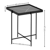 Wooden Side Table Square With Black Metal Legs - Celia
