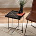 Wooden Side Table Square With Black Metal Legs - Celia