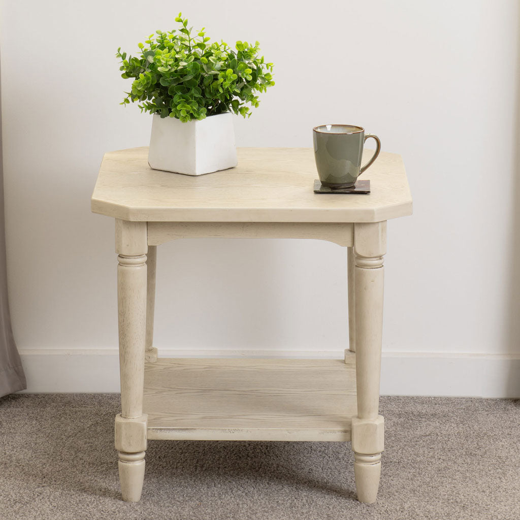 Wooden Side Table Square With Under Shelf - Chantilly