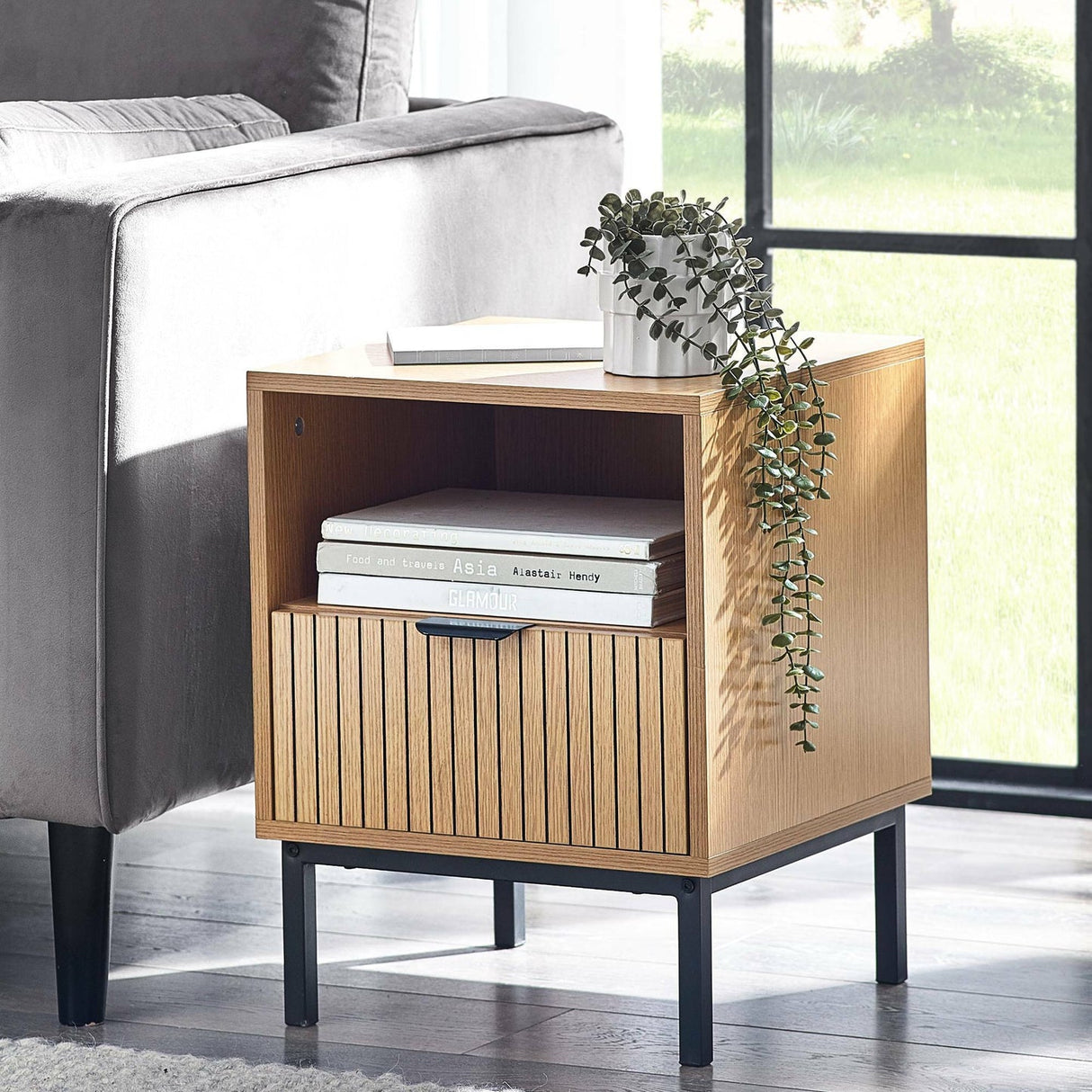 Wooden Side Table With 1 Drawer - Sia