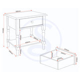 Wooden Side Table With 1 Drawer - Stratford