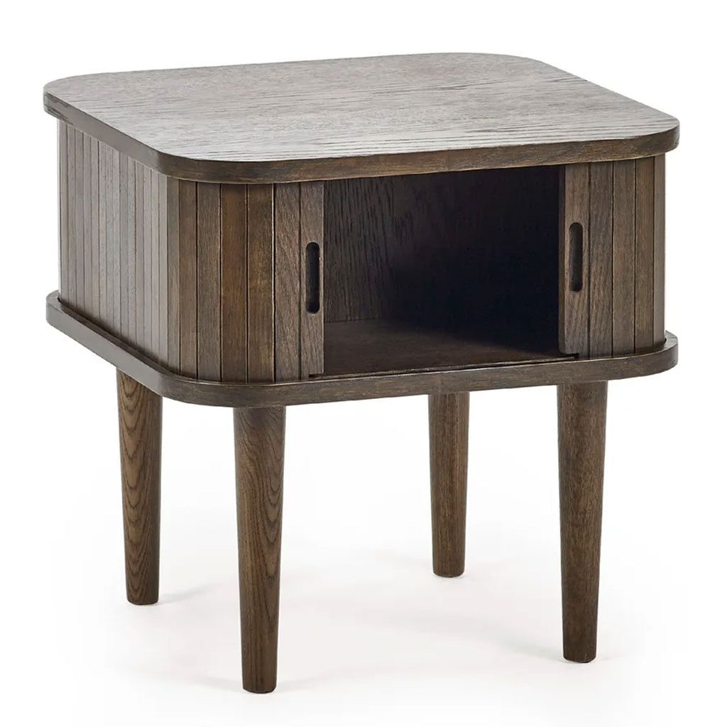 Wooden Side Table With 2 Sliding Doors - Arya