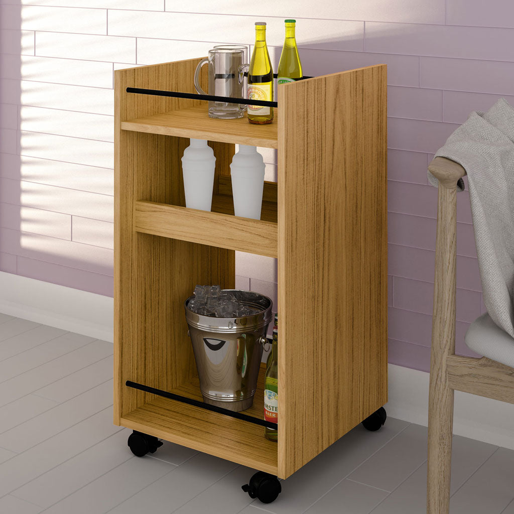 Wooden Side Table With Serving Cart - Naples