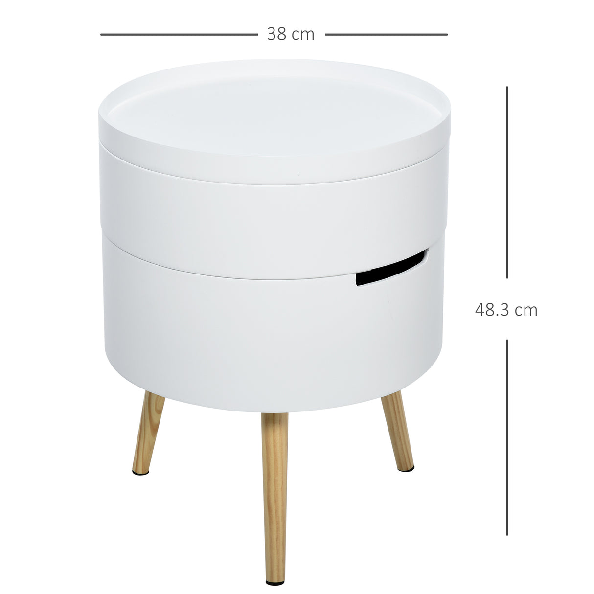 Wooden Side Tables Round in Set of 2 With 2 Hidden Compartments - Velmora