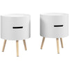 Wooden Side Tables Round in Set of 2 With 2 Hidden Compartments - Velmora