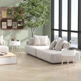 Wooden Side Tables Round in Set of 2 With Drawer And Wooden Legs - Velmora