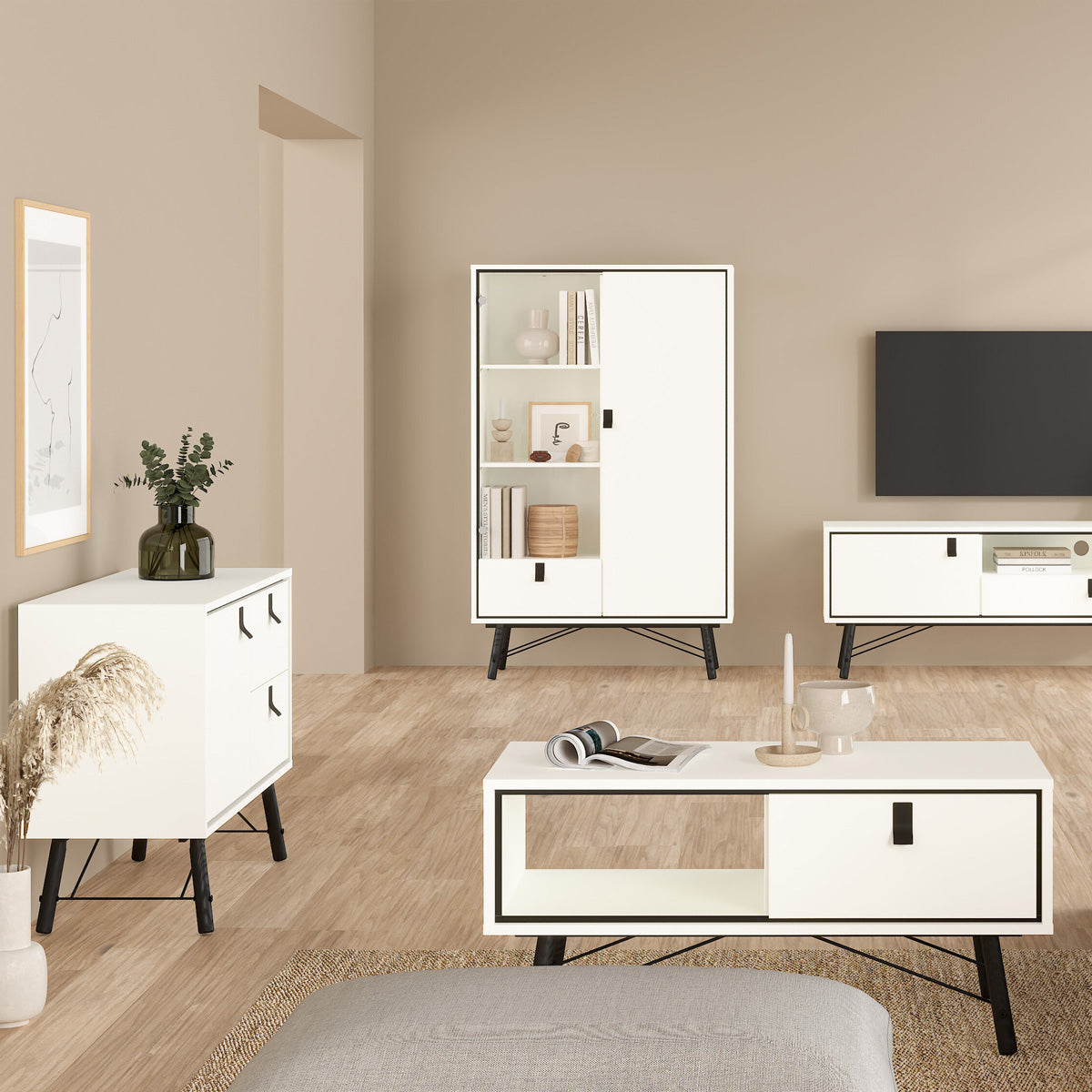 Wooden Sideboard With 1 Door And 2 Drawers - Ry