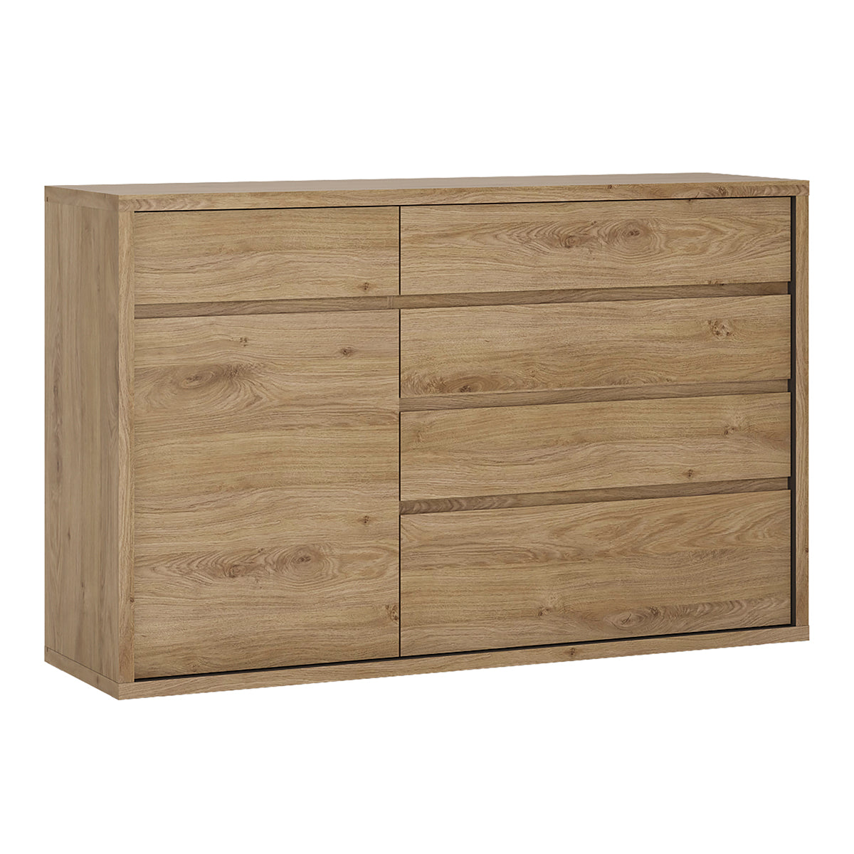 Wooden Sideboard With 1 Door And 5 Drawers - Shetland