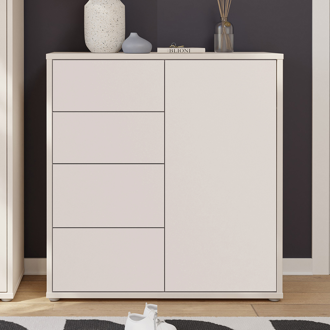 Wooden Sideboard With 1 Push-to-Open Door And 4 Drawers - Alice Springs
