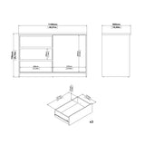 Wooden Sideboard With 1 Sliding Door And 3 Drawers - Naia