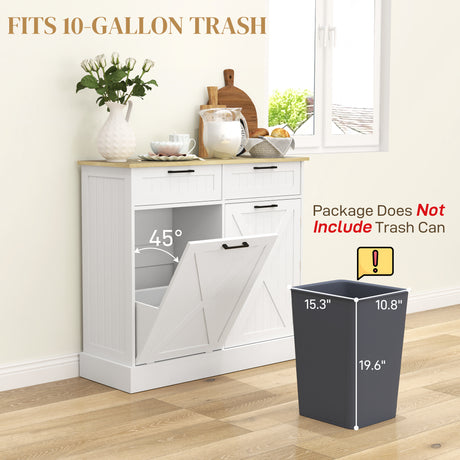 Wooden Sideboard 100cm Wide With 1 Door 2 Drawers And Tilt Out Trash Bin - Velmora