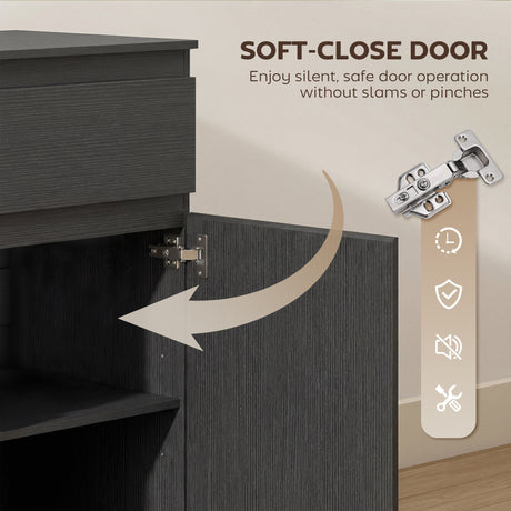 Wooden Sideboard 100cm Wide With 1 Door And 5 Drawers - Velmora