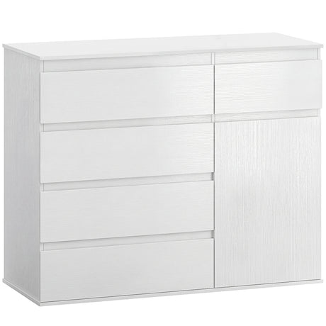 Wooden Sideboard 100cm Wide With 1 Door And 5 Drawers - Velmora