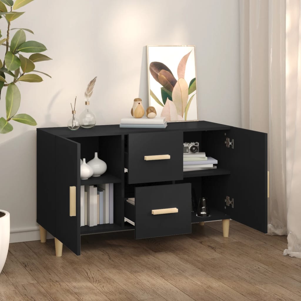 Wooden Sideboard 100cm Wide With 2 Doors 2 Drawers - Vantage Home