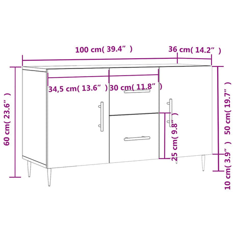 Wooden Sideboard 100cm Wide With 2 Doors And 2 Drawers - Vantage Home