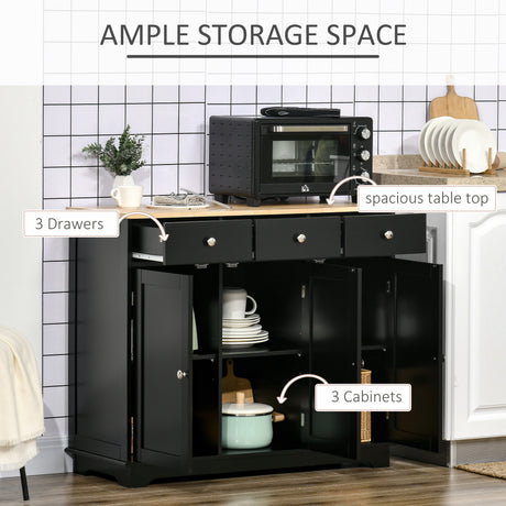Wooden Sideboard 101cm Wide With 3 Doors And 3 Drawers - Velmora