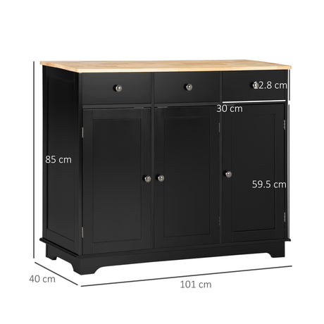Wooden Sideboard 101cm Wide With 3 Doors And 3 Drawers - Velmora