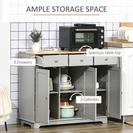 Wooden Sideboard 101cm Wide With 3 Doors And 3 Drawers - Velmora