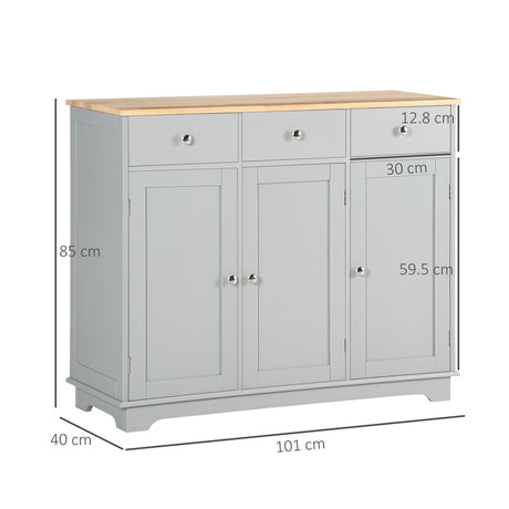 Wooden Sideboard 101cm Wide With 3 Doors And 3 Drawers - Velmora