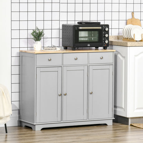 Wooden Sideboard 101cm Wide With 3 Doors And 3 Drawers - Velmora
