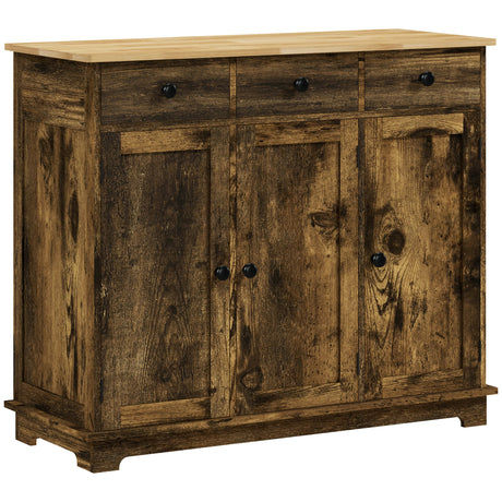 Wooden Sideboard 101cm Wide With 3 Doors And 3 Drawers - Velmora