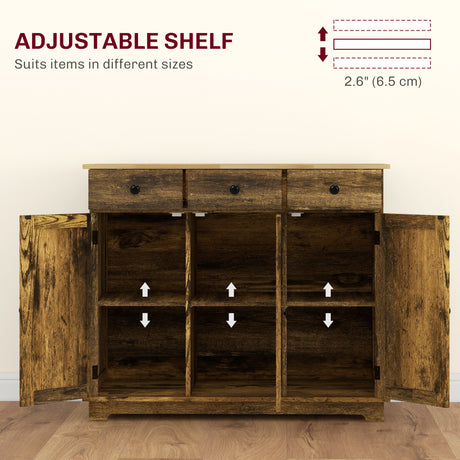 Wooden Sideboard 101cm Wide With 3 Doors And 3 Drawers - Velmora