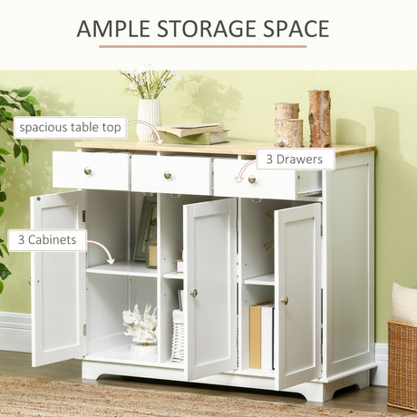 Wooden Sideboard 101cm Wide With 3 Doors And 3 Drawers - Velmora