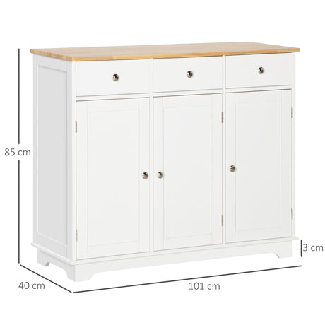 Wooden Sideboard 101cm Wide With 3 Doors And 3 Drawers - Velmora