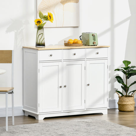 Wooden Sideboard 101cm Wide With 3 Doors And 3 Drawers - Velmora