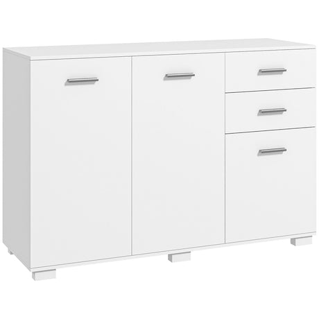 Wooden Sideboard 106cm Wide With 3 Doors 2 Drawers And Polished Handles - Velmora