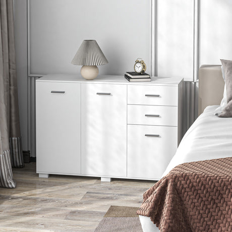 Wooden Sideboard 106cm Wide With 3 Doors 2 Drawers And Polished Handles - Velmora