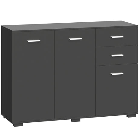 Wooden Sideboard 106cm Wide With 3 Doors 2 Drawers And Polished Handles - Velmora