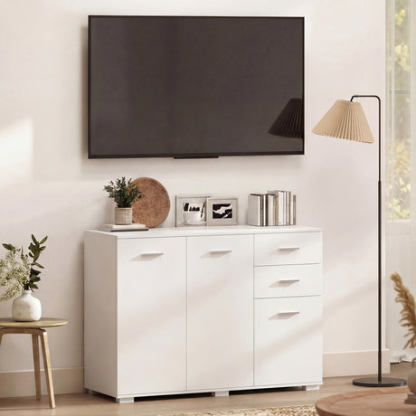 Wooden Sideboard 106cm Wide With 3 Doors And 2 Drawers - Velmora