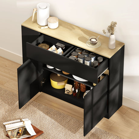 Wooden Sideboard 110cm Wide With 2 Doors And 1 Drawer - Velmora