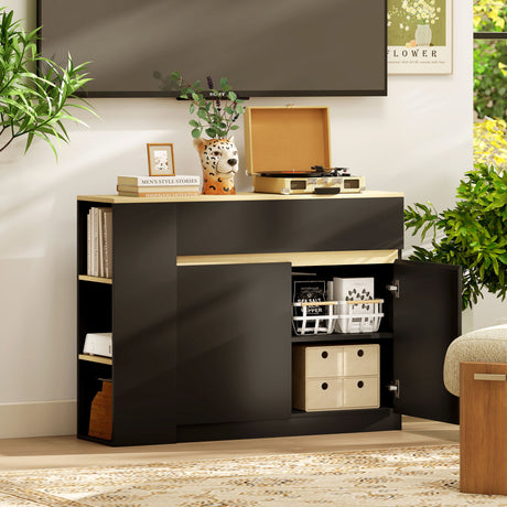 Wooden Sideboard 110cm Wide With 2 Doors And 1 Drawer - Velmora