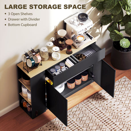 Wooden Sideboard 110cm Wide With 2 Doors And 1 Drawer - Velmora