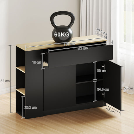 Wooden Sideboard 110cm Wide With 2 Doors And 1 Drawer - Velmora