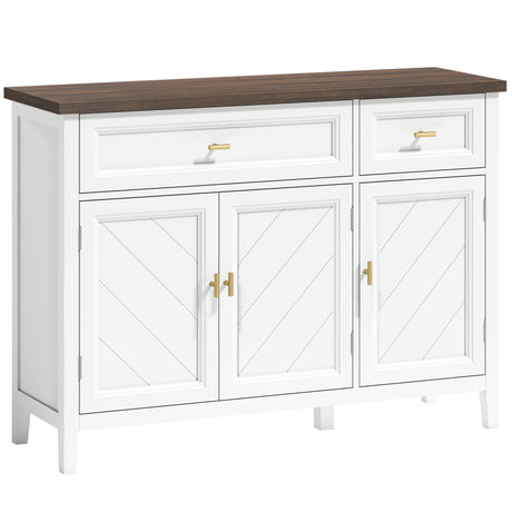 Wooden Sideboard 110cm Wide With 3 Doors And 2 Drawers - Velmora