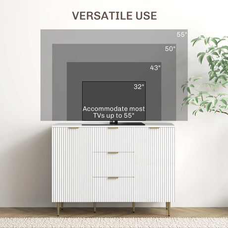 Wooden Sideboard 120cm Wide With 2 Doors 3 Drawers And Gold Legs - Velmora