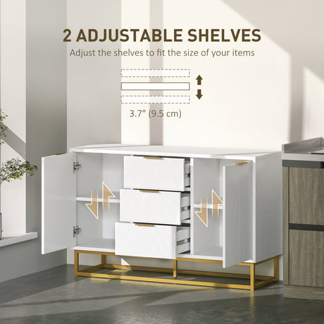 Wooden Sideboard 120cm Wide With 2 Doors 3 Drawers And Metal Frame - Velmora