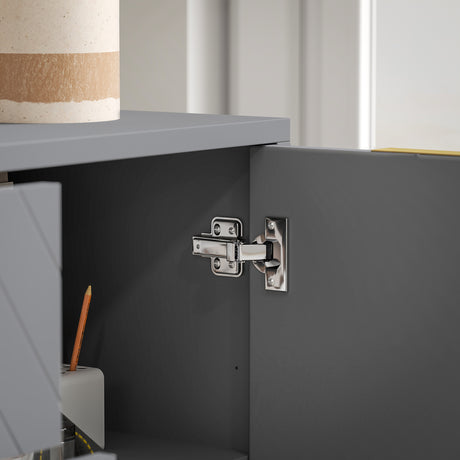 Wooden Sideboard 120cm Wide With 2 Doors 3 Drawers And Metal Frame - Velmora