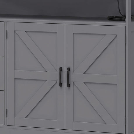 Wooden Sideboard 120cm Wide With 2 Doors 3 Drawers And Open Shelf - Velmora
