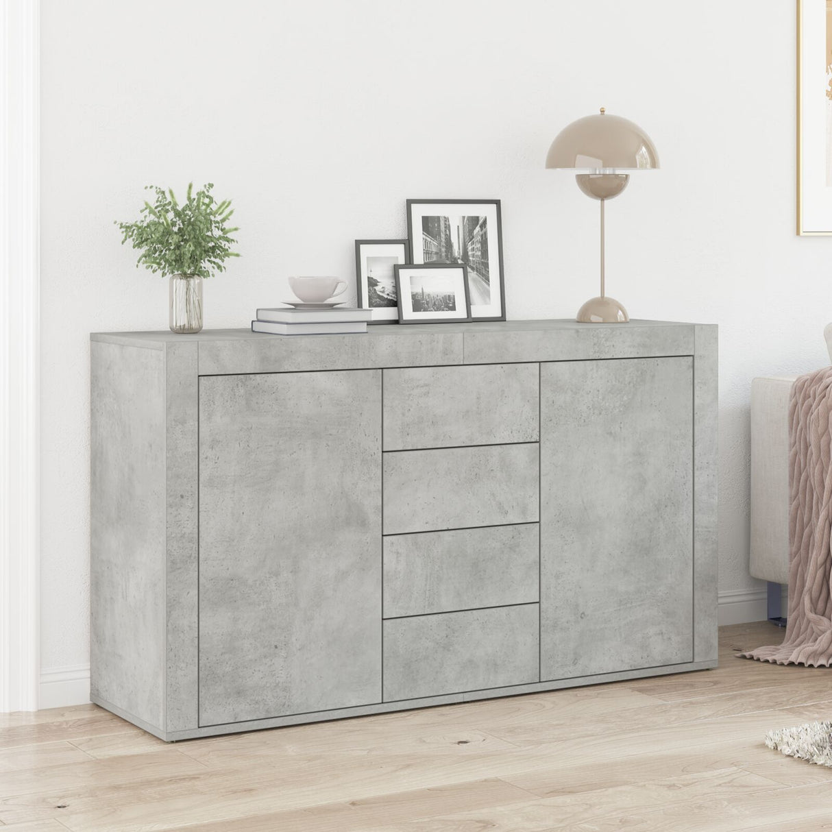 Wooden Sideboard 120cm Wide With 2 Doors 4 Drawers - Vantage Home